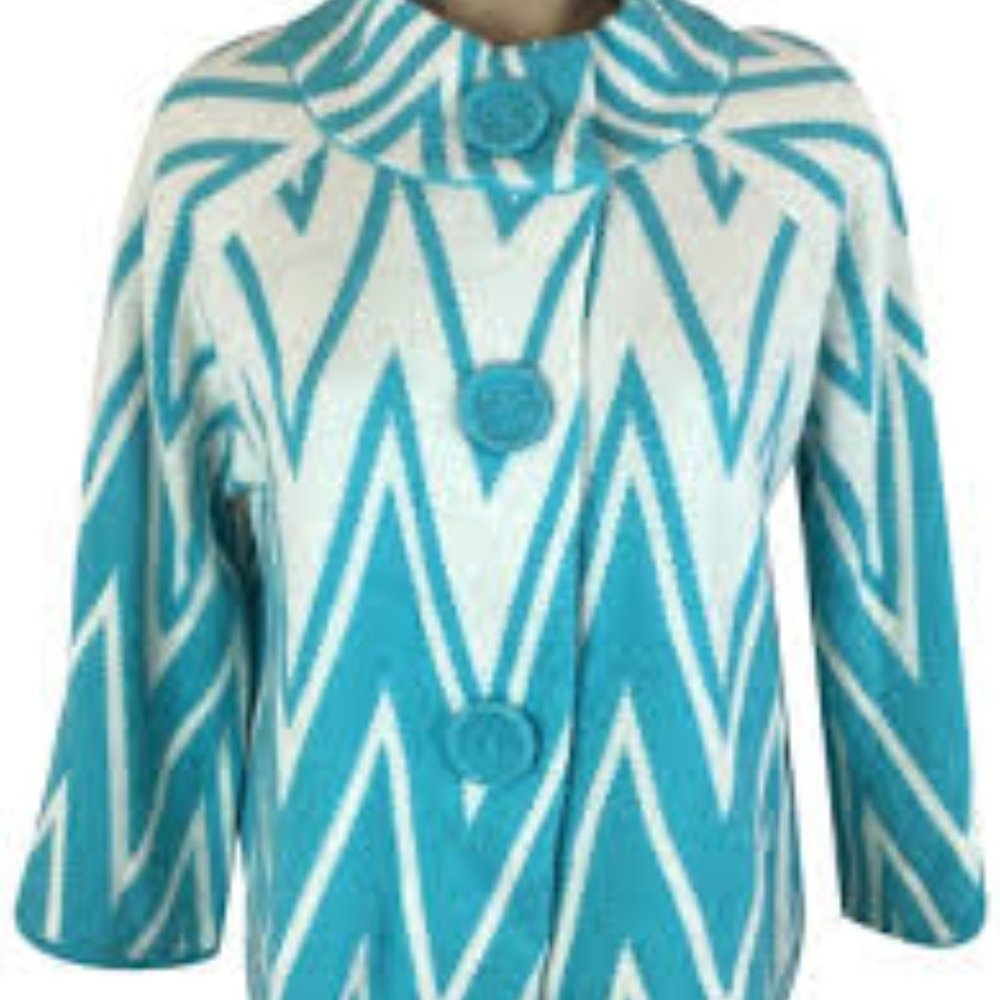 Studio JPR Jacket in Turquoise and Cream, size PL
